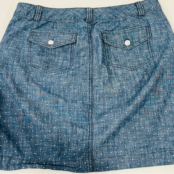Tommy Hilfiger Blue White Polka Dot Light Denim Mini Skirt Women’s 8 Cotton - Picture 3 of 4